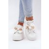 Dámske tenisky z eko kože s mašľou a medvedíkom, biele LT33-33 WHITE