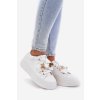 Dámske tenisky z eko kože s mašľou a medvedíkom, biele LT33-33 WHITE