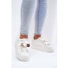 Dámske tenisky z eko kože s mašľou a medvedíkom, biele LT33-33 WHITE