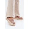 Dámske béžové mokasíny z eko semišu na platforme, kód 79535