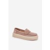 Dámske béžové mokasíny z eko semišu na platforme, kód 79535