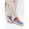 Dámske modré semišové mokasíny na platforme Vinceza 79535