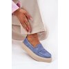 Dámske modré semišové mokasíny na platforme Vinceza 79535