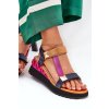 Dámske kožené sandále na platforme s klinom, viacfarebné CR51-135