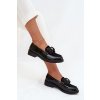 Lakované Dámske mokasíny s mašľou s.barski hy51-319 čierne / HY51-319 BLACK (Veľkosť 36)