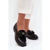 Lakované Dámske mokasíny s mašľou s.barski hy51-319 čierne / HY51-319 BLACK (Veľkosť 36)