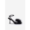 Dámske Sandále na podpätku s peřím čierne xaliope / P-1408 BLACK (Veľkosť 36)