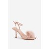 Dámske Sandále na jehlách s peřími béžove xaliope / P-1408 CHAMPAGNE (Veľkosť 36)
