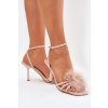 Dámske Sandále na jehlách s peřími béžove xaliope / P-1408 CHAMPAGNE (Veľkosť 36)