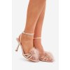 Dámske Sandále na jehlách s peřími béžove xaliope / P-1408 CHAMPAGNE (Veľkosť 36)