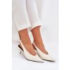 Dámske lodičky z eko kože, béžové, ihlový podpätok, P-1436 OFF WHITE