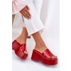 Lakované Dámské papuče Na Platformě A Klínu Červené Nellevia (Veľkosť 36)