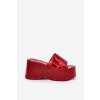 Lakované Dámské papuče Na Platformě A Klínu Červené Nellevia (Veľkosť 41)