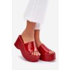 Lakované Dámské papuče Na Platformě A Klínu Červené Nellevia (Veľkosť 41)