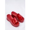 Lakované Dámské papuče Na Platformě A Klínu Červené Nellevia (Veľkosť 36)