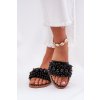 Dámske plné Sandále s ozdobnými perlami čierne aricca / QQ-224 BLACK (Veľkosť 36)