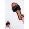Dámske plné Sandále s ozdobnými perlami čierne aricca / QQ-224 BLACK (Veľkosť 36)