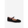 Čierne dámske baleríny z EKO semišu s prackou, kód produktu 8090 BLACK