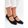 Čierne dámske baleríny z EKO semišu s prackou, kód produktu 8090 BLACK