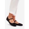 Čierne dámske baleríny z EKO semišu s prackou, kód produktu 8090 BLACK