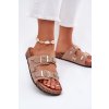 Dámské papuče na korkové podrážce s sponami a aplikacemi khaki Efadelis (Veľkosť 37)