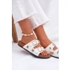 Dámske papuče z eko kože na korkovej podrážke, biele, kód produktu 5219 WHITE