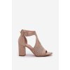 Sandály S Prodyšným Vzorem Na Podpatku z eko semišuové Béžové Helori (Veľkosť 40)