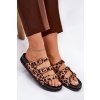 Dámske papuče s pásky a přezkami v leopardím vzoru hnedé uliri / 3770 LEOPARD (Veľkosť 36)