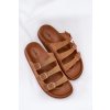Dámske papuče s pásky a přezkami camel uliri / 3770 CAMEL (Veľkosť 36)