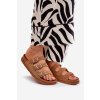 Dámske papuče s pásky a přezkami camel uliri / 3770 CAMEL (Veľkosť 36)