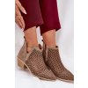 Dámské Otevřené Botky Na Podpatku S Výřezy A Pletením Khaki Tulifedi (Veľkosť 38)