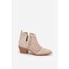 Dámské botky s výřezem a pletením na podpatku světle béžové Tulifedi (Veľkosť 37)