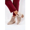 Dámské botky s výřezem a pletením na podpatku světle béžové Tulifedi (Veľkosť 37)
