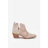 Dámské botky s výřezem a pletením na podpatku světle béžové Tulifedi (Veľkosť 37)