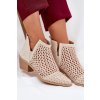 Dámské botky s výřezem a pletením na podpatku světle béžové Tulifedi (Veľkosť 37)