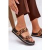 Dámske papuče na platforme s pásky a sponami hnedé ziferte / LD-27 BLK/LEOPARD (Veľkosť 36)