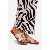 Dámske béžové papuče z ekokože, plochý podpätok L2857 BEIGE