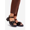 z eko semišu Sandále Dámske s remienkom čierne gofielle / 8068 BLACK (Veľkosť 36)