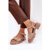 Ekologické Semišové Sandály Dámské S Přezkou Béžové Gofielle (Veľkosť 36)