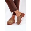 Hnedé dámske papuče z eko semišu s cvočkami, kód produktu 8065 CAMEL