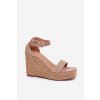 Dámske sandále na klinoch s úpletom Khaki Adelio (Veľkosť 40)