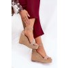 Dámske sandále na klinoch s úpletom Khaki Adelio (Veľkosť 40)