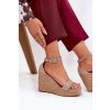 Dámske sandále na klinoch s úpletom Khaki Adelio (Veľkosť 40)