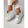 Dámske biele tenisky z eko kože s leopardím vzorom, kód 8131