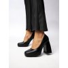 Dámske čierne lodičky z ekokože - MO45