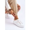 Dámske biele tenisky z ekokože na nízkom podpätku, kód 2245 WH/GOLD