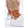 Dámske biele tenisky z ekokože na nízkom podpätku, kód 2245 WH/GOLD