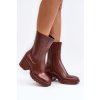 Dámské matné holínky botky na podpatku hnědé Bertaida (Veľkosť 36)