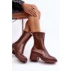 Dámské matné holínky botky na podpatku hnědé Bertaida (Veľkosť 36)
