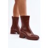 Dámské matné holínky botky na podpatku hnědé Bertaida (Veľkosť 36)